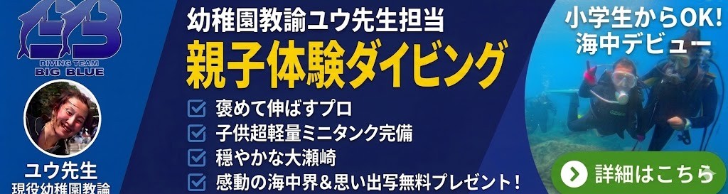 伊豆大瀬崎で親子体験ダイビング｜小学生専用器材完備・【公式】BIG BLUE